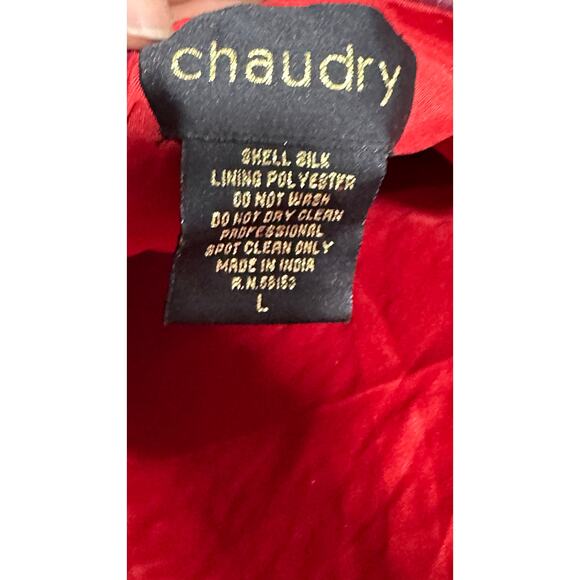 Chaudry Red Beaded Silk Chantilly Gown - Picture 5 of 5
